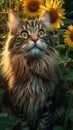 Mysterious Cosmic Maincoon Cat Cub Exploring Lost Rural Area.