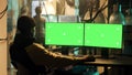 Mysterious criminal using greenscreen display to hack web network