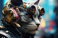 Mysterious Cyberpunk cat. Generate Ai
