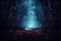 Mysterious dark forest. Halloween concept. 3D Rendering Royalty Free Stock Photo