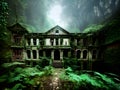 mysterious dark forest in a mysterious place with an old house, Ai Generated Royalty Free Stock Photo