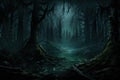 Mysterious dark forest at night. 3D Rendering, AI Generated Royalty Free Stock Photo