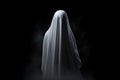 Mysterious dark image of a female figure in a white robe