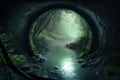 Mysterious dark tunnel in the forest. 3D render.