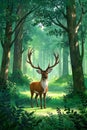 Deer standing in the forest,Generative AI Royalty Free Stock Photo