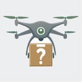 Mysterious Drone Delivery with Question Mark Box Royalty Free Stock Photo