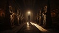 Mysterious Egyptian Hallway With Intriguing Statues