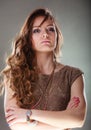 Mysterious enigmatic attractive woman girl Royalty Free Stock Photo