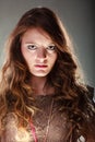 Mysterious enigmatic attractive woman girl. Royalty Free Stock Photo