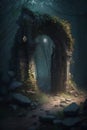 Mysterious entrance to the dark forest. 3D rendering. Royalty Free Stock Photo
