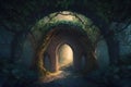 Mysterious entrance to fantasy forest, 3d digitally rendered illustration Royalty Free Stock Photo