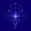 Mysterious esoteric composition with star and circles. Vector illustration on theme of astrology, astronomy, esotericism Royalty Free Stock Photo