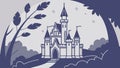 Mysterious Fairytale Castle Under a Moonlit Night Sky, vector design Generative AI Royalty Free Stock Photo