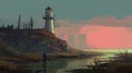 Mysterious The Fly Lighthouse: A Possession Landscape In Simon Stalenhag\'s Art Style