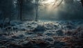 Mysterious fog descends, winter whispers secrets silently generated by AI