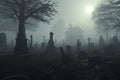 Mysterious Foggy Graveyard Fog rolling over