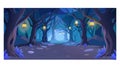 Mysterious Forest Path at Night with Glowing Lights, vector design Generative AI Royalty Free Stock Photo