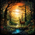 Mysterious Forest Scene with Intricate Animal Tracks