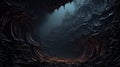 Mysterious Fractal Cave Landscape in Monochrome Tones