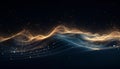 Mysterious and futuristic particle system wave. Dark and minimalistic wallpaper glowing wave lines