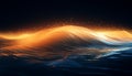 Mysterious and futuristic wave of particle system. Dark and minimalistic wallpaper with orange glowing waves