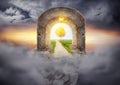 Mysterious gate entrance in dreams. New life concept Royalty Free Stock Photo