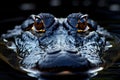 Mysterious Gaze: Alligator Eyes Emerge from Shadowy Waters. Concept Wildlife Photography, Reptile