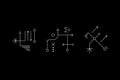 Mysterious geometry white symbol set. Ancient secret inscriptions. Cave drawings. UFO signs. Design symbols for puzzle