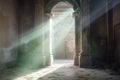 mysterious ghostly light emanating from ancient doorway Royalty Free Stock Photo