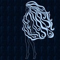 Mysterious girl with long and gorgeous hair