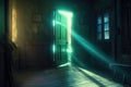 mysterious glowing light coming from haunted doorway