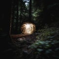 Mysterious Glowing Orb Hovers Above Dark Forest