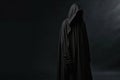 Mysterious Grim Reaper In Black Cloth For Halloween