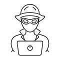 Mysterious Hacker in Outline Style for Cybersecurity Applications