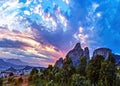 Mysterious hanging over rocks monasteries of Meteora, Greece