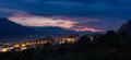 Mysterious hanging over rocks monasteries of Meteora, Greece. Royalty Free Stock Photo