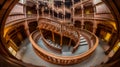 A mysterious Haunted palace old interior staircase in day light