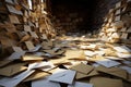 Mysterious heap of blank envelopes, potential stories hidden within layers