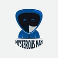 Mysterious Hooded Man Like Assassin Mascot Logo. Cute and funny mysterious man illustration