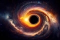 Huge black hole, spiral galaxy, sci fi background, ai illustration