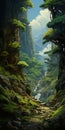 Mysterious Jungle: Fantasy Landscape Picture By Tadao