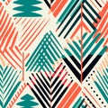 Mysterious Jungle: Geometric Pattern With Abstract Lines And Triangles