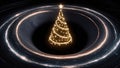Mysterious light christmas tree at the center of galaxy circle with black background Royalty Free Stock Photo
