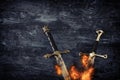 Mysterious and magical photo of silver sword Royalty Free Stock Photo