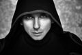 Mysterious Man in Black Hoodie. Fantasy Guy. Royalty Free Stock Photo