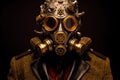 Mysterious Man gas mask steampunk. Generate Ai Royalty Free Stock Photo