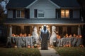 Mysterious Man halloween house. Generate Ai Royalty Free Stock Photo