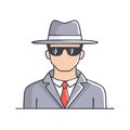 Mysterious Man in Hat and Sunglasses: Espionage or Undercover Agent Icon Royalty Free Stock Photo