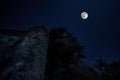 Mysterious medieval castle in a full moon night Azerbaijan