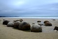 Mysterious Moeraki boulders, beach Koekohe